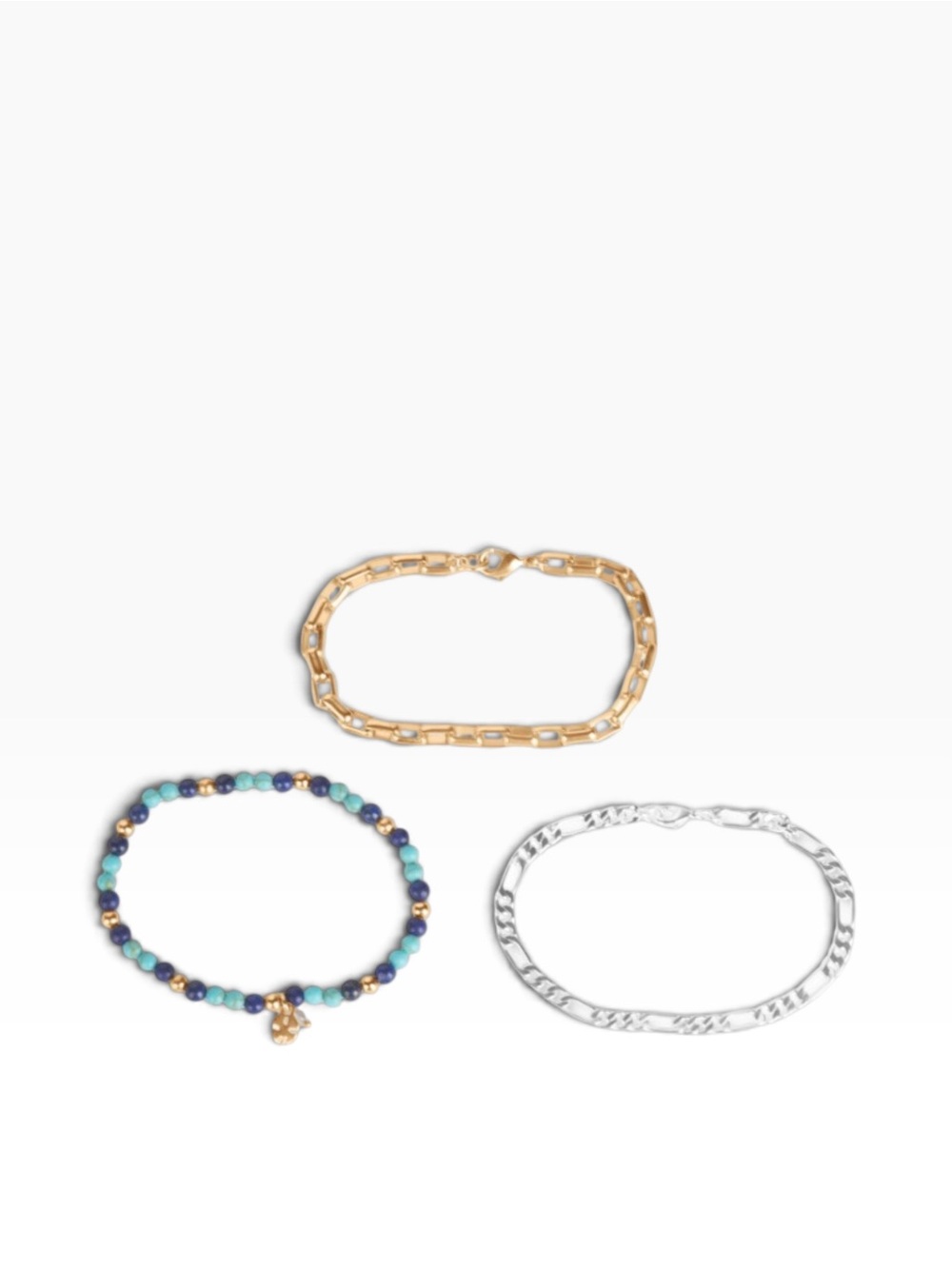 Lucky Brand Gold, Silver & Blue Beaded Bracelet Set